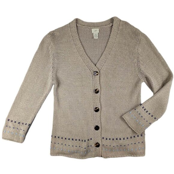 J. Jill Sweaters - J Jill Cardigan Womens Medium Petite 100% Silk Tan Brown Beige Long Sleeve
